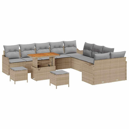 Garten-Sofa-Set 13 pcs Beige Poly-Rattan