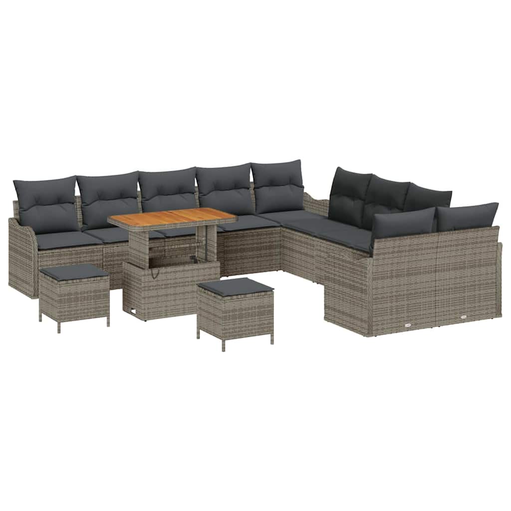Garten-Sofa-Set 13 pcs Grau Poly-Rattan