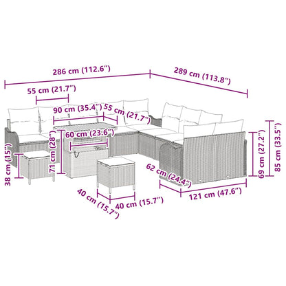 Garten-Sofa-Set 13 pcs Grau Poly-Rattan