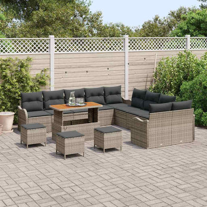 Garten-Sofa-Set 14 pcs Grau Poly-Rattan