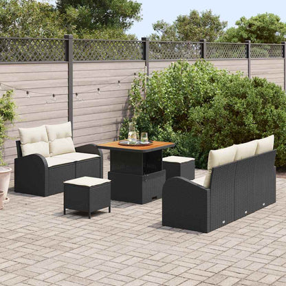 vidaXL Salon de jardin avec coussins 8 pcs Noir Résine tressée