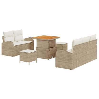 vidaXL Gartensofa-set mit Kissen 8 pcs Beige Poly-Rattan