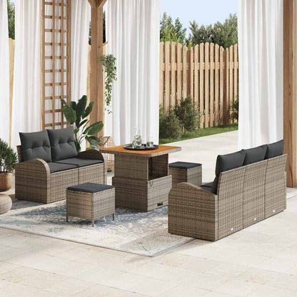Gartensofa-set mit Kissen 8 pcs Grau Poly-Rattan