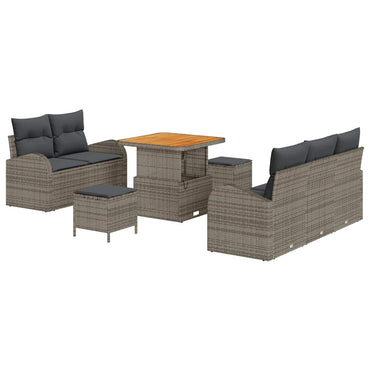 vidaXL Gartensofa-set mit Kissen 8 pcs Grau Poly-Rattan