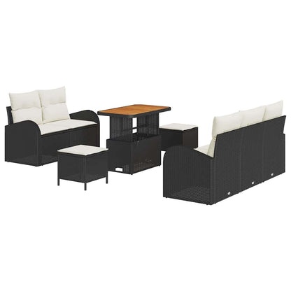 vidaXL Gartensofa-set mit Kissen 8 pcs Schwarz Poly-Rattan