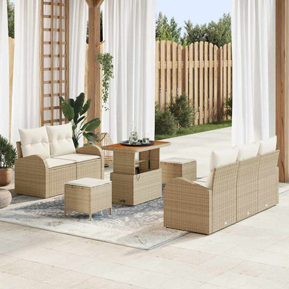 vidaXL Salon de jardin avec coussins 8 pcs Beige Résine tressée