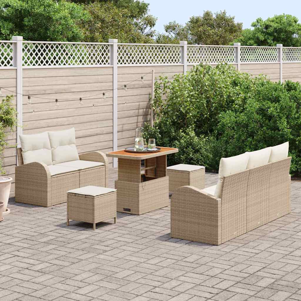 vidaXL Salon de jardin avec coussins 8 pcs Beige Résine tressée