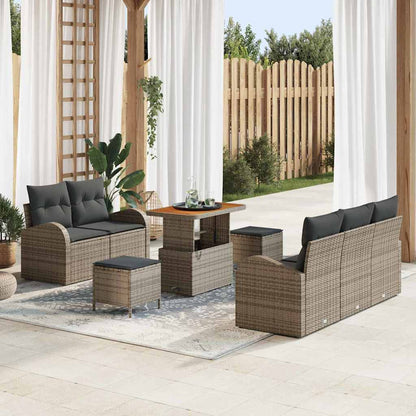 vidaXL Gartensofa-set mit Kissen 8 pcs Grau Poly-Rattan