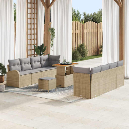 Gartensofa-set mit Kissen 11 pcs Beige Poly-Rattan