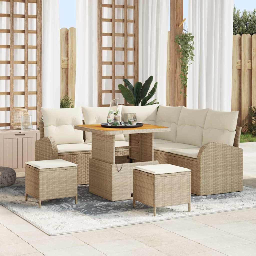 vidaXL Salon de jardin avec coussins 8 pcs Beige Résine tressée