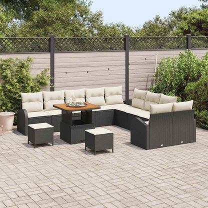 Gartensofa-set mit Kissen 13 pcs Schwarz Poly-Rattan