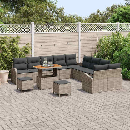 Gartensofa-set mit Kissen 13 pcs Grau Poly-Rattan
