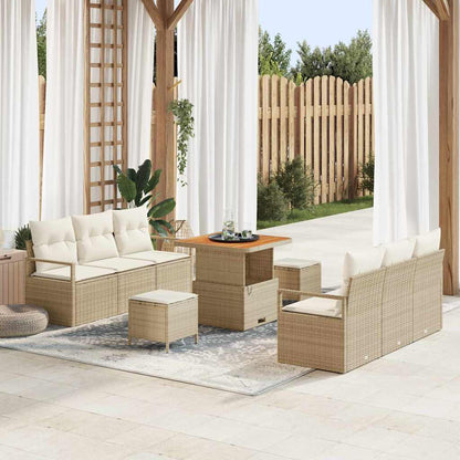 vidaXL Ensemble de canapés de jardin avec coussins 9 pcs Beige Résine tressée