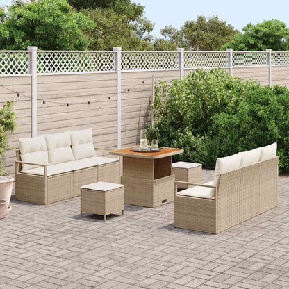 vidaXL Ensemble de canapés de jardin avec coussins 9 pcs Beige Résine tressée