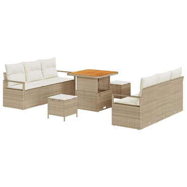 vidaXL Ensemble de canapés de jardin avec coussins 9 pcs Beige Résine tressée