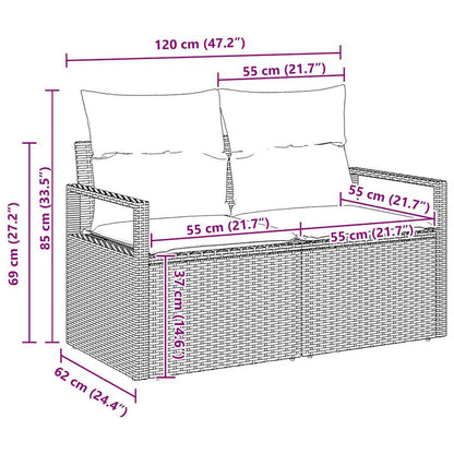 Gartensofa-set mit Kissen 9 pcs Schwarz Poly-Rattan