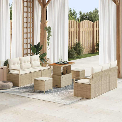 vidaXL Ensemble de canapés de jardin avec coussins 9 pcs Beige Résine tressée