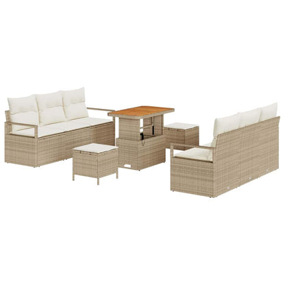 vidaXL Ensemble de canapés de jardin avec coussins 9 pcs Beige Résine tressée