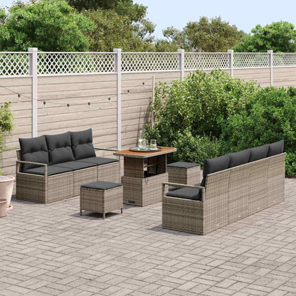 Gartensofa-set mit Kissen 10 pcs Grau Poly-Rattan