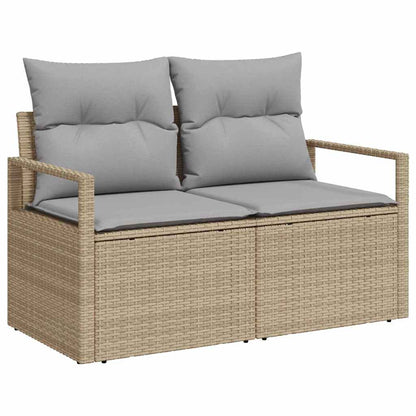 Gartensofa-set mit Kissen 11 pcs Beige Poly-Rattan