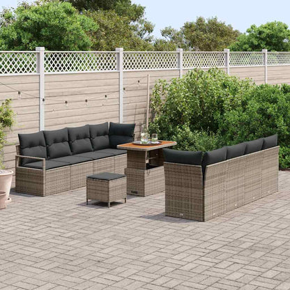 Gartensofa-set mit Kissen 11 pcs Grau Poly-Rattan