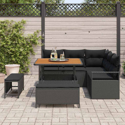 Gartensofa-set mit Kissen 8 pcs Schwarz Poly-Rattan