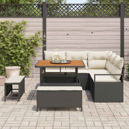 Gartensofa-set mit Kissen 8 pcs Schwarz Poly-Rattan