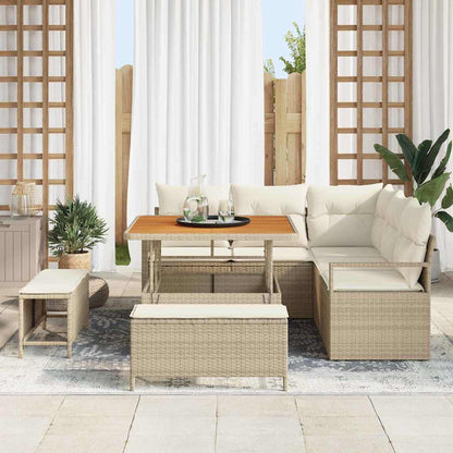 vidaXL Salon de jardin avec coussins 8 pcs Beige Résine tressée