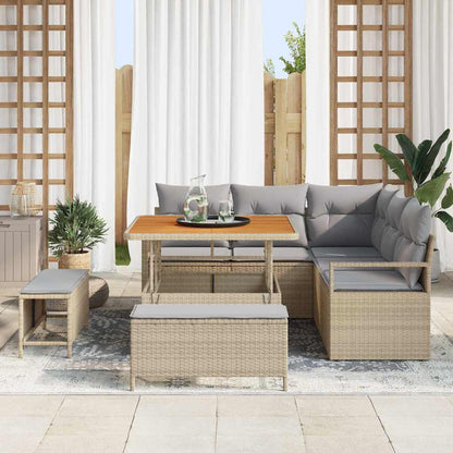 Gartensofa-set mit Kissen 8 pcs Beige Poly-Rattan