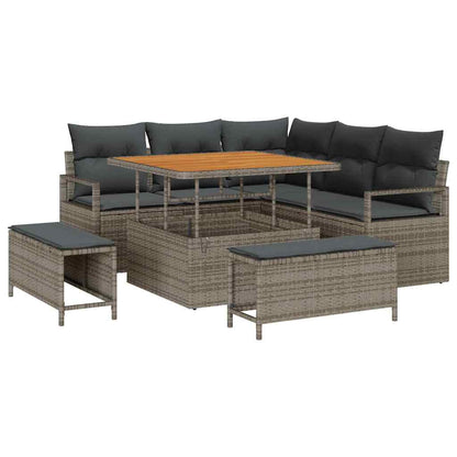 Gartensofa-set mit Kissen 8 pcs Grau Poly-Rattan