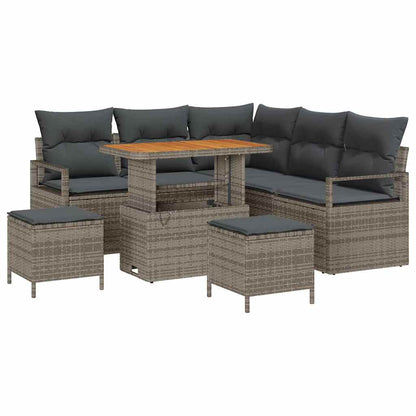 Gartensofa-set mit Kissen 8 pcs Grau Poly-Rattan