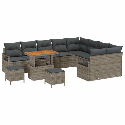 Gartensofa-set mit Kissen 12 pcs Grau Poly-Rattan