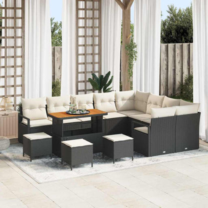 Gartensofa-set mit Kissen 13 pcs Schwarz Poly-Rattan