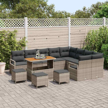 Gartensofa-set mit Kissen 13 pcs Grau Poly-Rattan