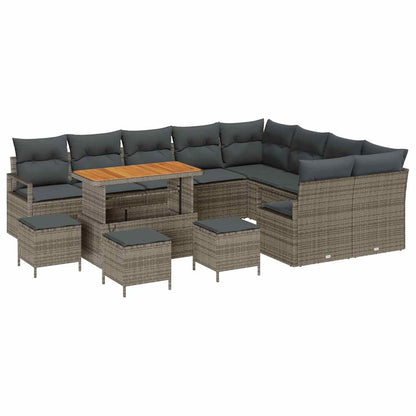 Gartensofa-set mit Kissen 13 pcs Grau Poly-Rattan