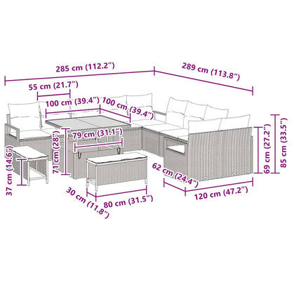 vidaXL Ensemble de canapés de jardin avec coussins 13 pcs Beige résine tressée