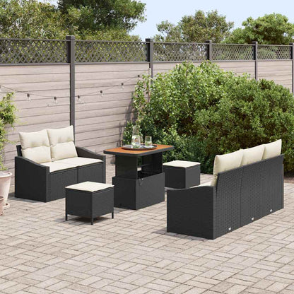 Gartensofa-set mit Kissen 8 pcs Schwarz Poly-Rattan