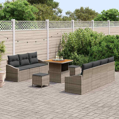 Gartensofa-set mit Kissen 10 pcs Grau Poly-Rattan