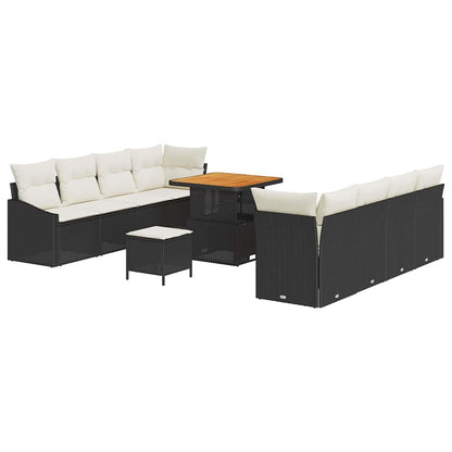 vidaXL Gartensofa-set mit Kissen 11 pcs Schwarz Poly-Rattan