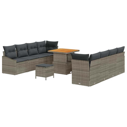 Gartensofa-set mit Kissen 11 pcs Grau Poly-Rattan