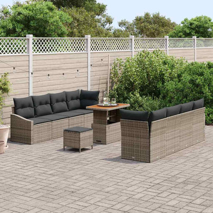 Gartensofa-set mit Kissen 11 pcs Grau Poly-Rattan