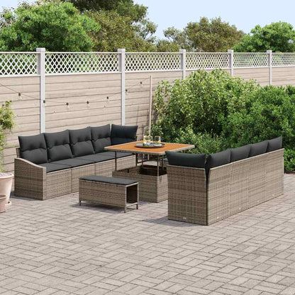 Gartensofa-set mit Kissen 11 pcs Grau Poly-Rattan