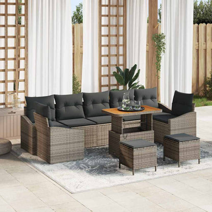 Gartensofa-set mit Kissen 10 pcs Grau Poly-Rattan
