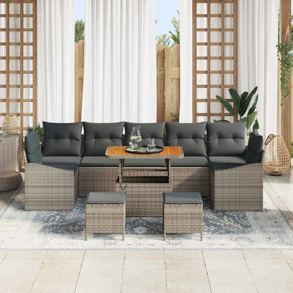 Gartensofa-set mit Kissen 10 pcs Grau Poly-Rattan