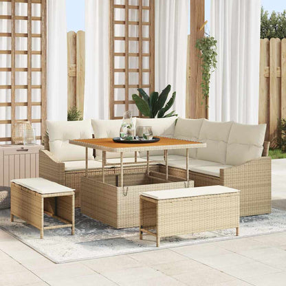 vidaXL Salon de jardin avec coussins 8 pcs Beige Résine tressée