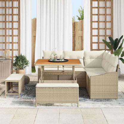 vidaXL Salon de jardin avec coussins 8 pcs Beige Résine tressée