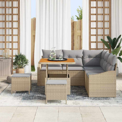 Gartensofa-set mit Kissen 8 pcs Beige Poly-Rattan