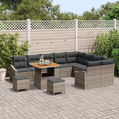 vidaXL Gartensofa-set mit Kissen 12 pcs Grau Poly-Rattan