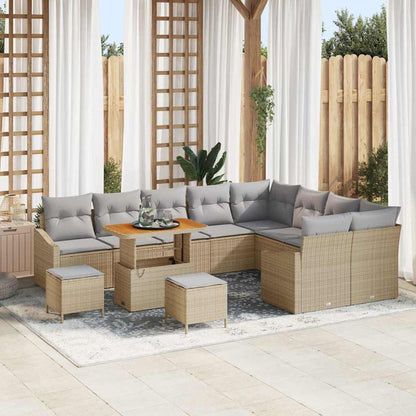 Gartensofa-set mit Kissen 12 pcs Beige Poly-Rattan