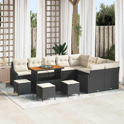 Gartensofa-set mit Kissen 13 pcs Schwarz Poly-Rattan